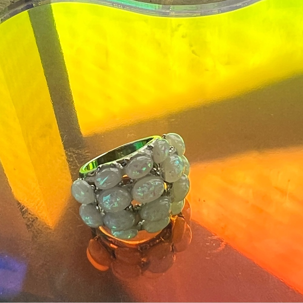 NEW silver plated fire opal statement ring - Picture 7 of 13